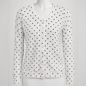 Tommy Hilfiger White and Dark Blue Polka Dot Cardigan